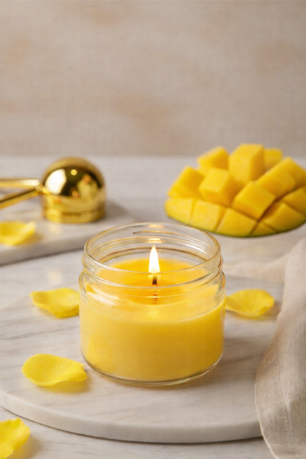 Mango Kokulu El Yapımı Mum | Cam Kavanoz Kokulu Mum – Dekoratif & Uzun Süreli